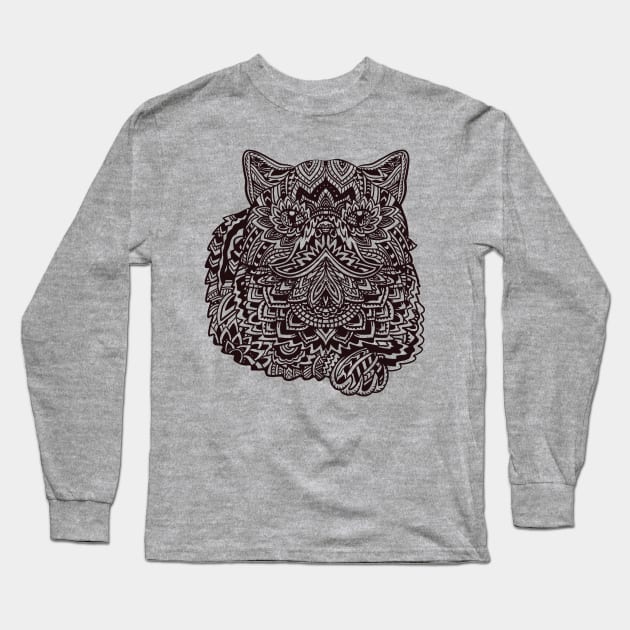 Cat Mandala Tattoo Long Sleeve T-Shirt by huebucket